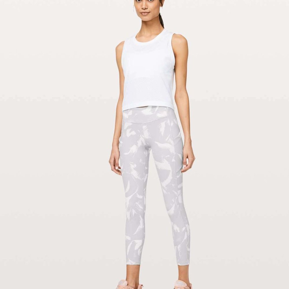 Lululemon Wunder Under High-Rise Tight Flower Pop White Silver Lilac 8 H12264 - Picture 1 of 9